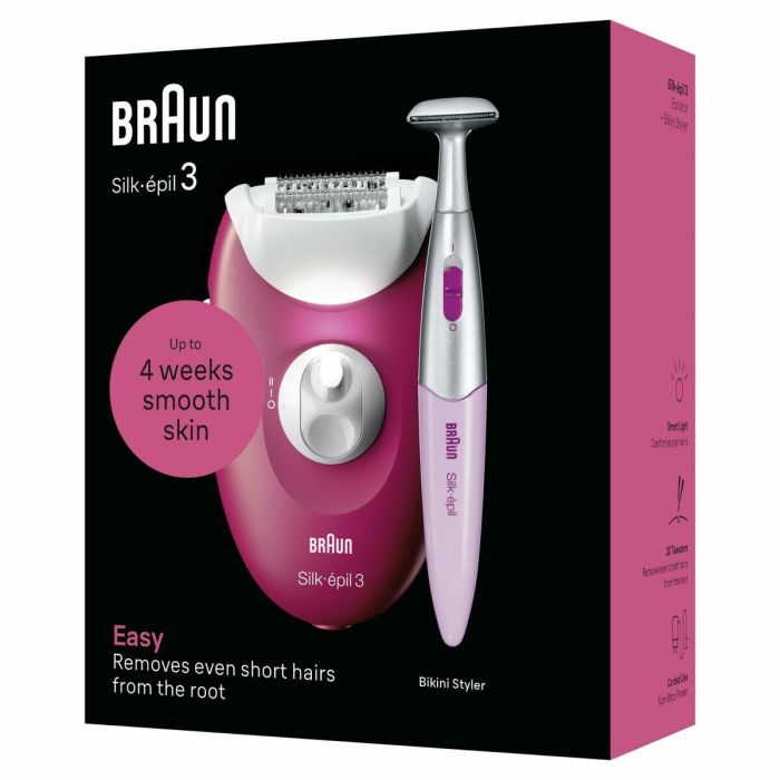 Braun 3-202 Depiladora Eléctrica Silk-épil 3 con 20 Pinzas, Recortadora y Función de Masaje, Color Fruta del Bosque 9 Braun 3-202 Depiladora Eléctrica Silk-épil 3 con 20 Pinzas, Recortadora y Función de Masaje, Color Fruta del Bosque 9