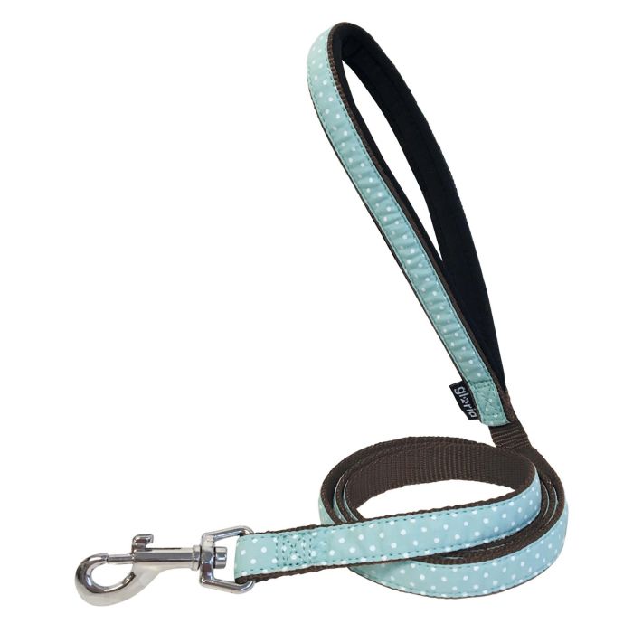 Gloria Correa de Nylon Reforzada Puntos Blancos Verde Aguamarina con Enganche Retráctil 1.5 cm x 120 cm