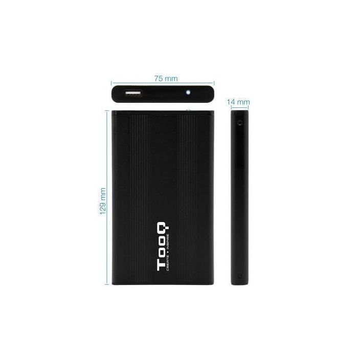 TooQ TQE-2510B Caja Externa para Disco Duro 2.5" USB 2.0 4 TB Máx. SATA I/II/III Aluminio Negro Compatible Windows Mac Linux 2