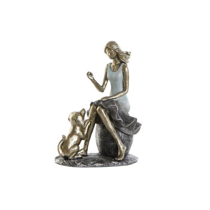 Figura Moderno DKD Home Decor Azul Dorado 8.5 x 17.5 x 13 cm