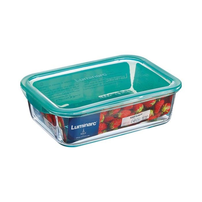 Fiambrera Rectangular con Tapa Luminarc Keep'n Lagon 16 x 11,3 x 6 cm Turquesa 820 ml Vidrio (6 Unidades) 2