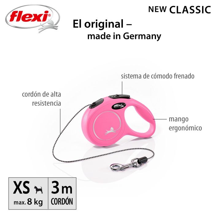 Correa Flexi New Classic XS Cordón 3M Rosa Correa Flexi New Classic XS Cordón 3M Rosa