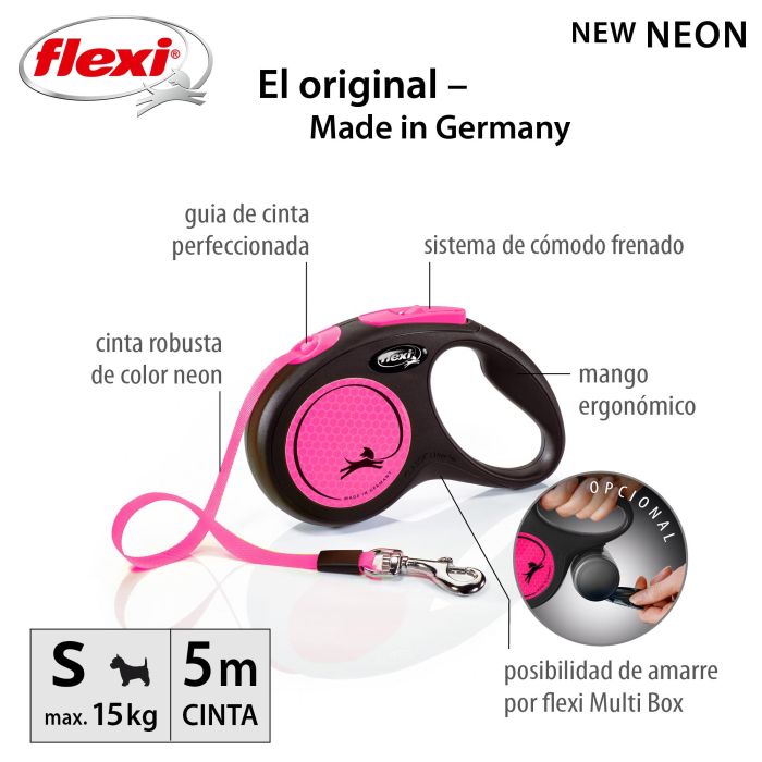 Flexi Correa New Neon S Cinta 5m Rosa Neón Componentes Reflectantes 3 Flexi Correa New Neon S Cinta 5m Rosa Neón Componentes Reflectantes 3