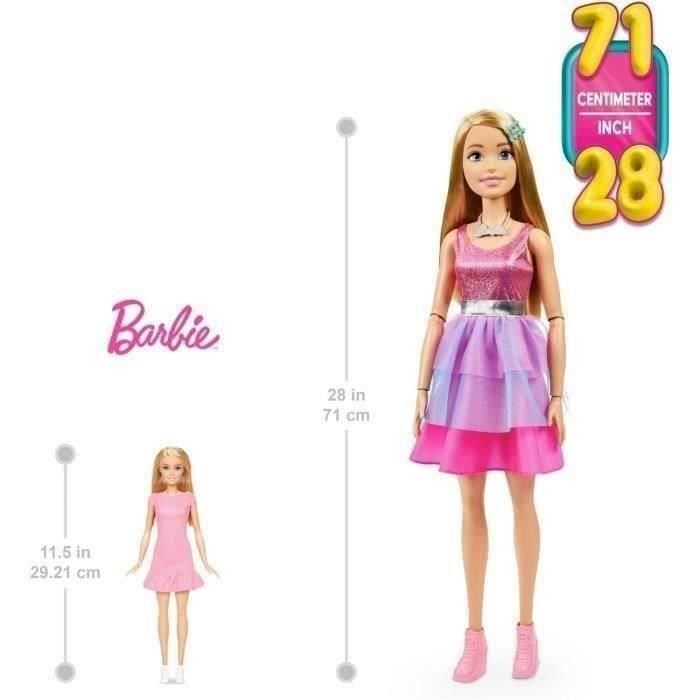 Barbie Muñeca rubia muy grande 71 cm, vestido rosa iridiscente, Barbie Fashionista desde 3 años, HJY02 1