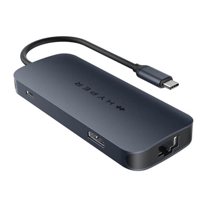 HYPER HD4004GL Hub de Interfaz USB 3.2 Gen 1 (3.1 Gen 1) Type-C 10000 Mbit/s Azul, Gris