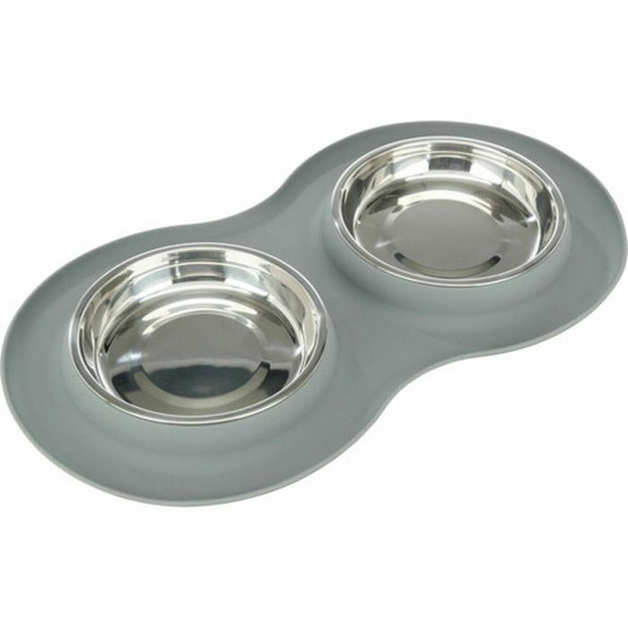 Comedero para Perro Trixie Gris Acero Inoxidable Ø 16 cm Doble 2 × 0,3 L 47 × 3 × 26 CM 1 Comedero para Perro Trixie Gris Acero Inoxidable Ø 16 cm Doble 2 × 0,3 L 47 × 3 × 26 CM 1