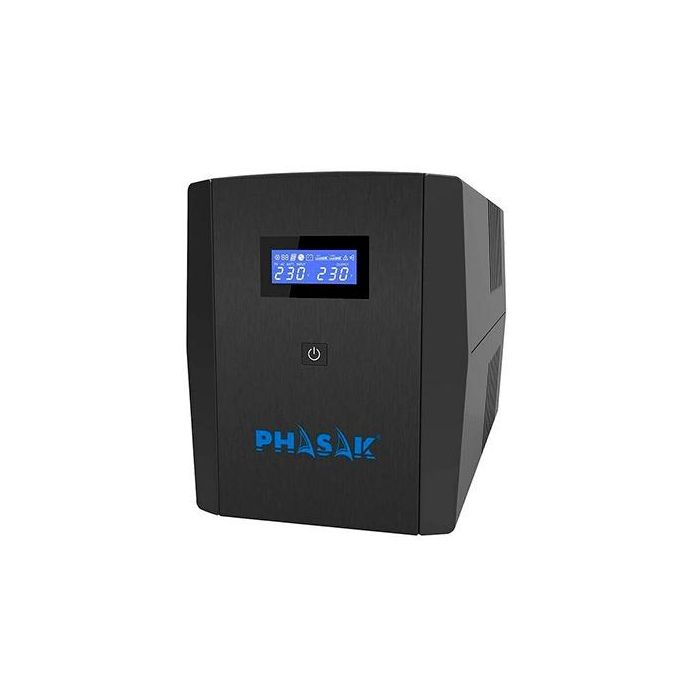PHASAK SAI 1560VA Sirius Interactivo con AVR, toma protegida y pantalla LCD