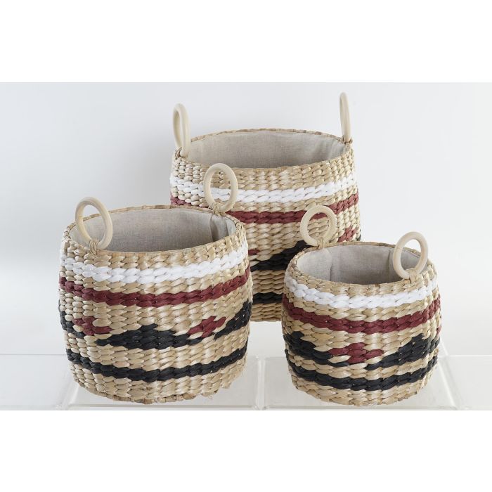 DKD Home Decor Cesta Organizador de Fibra Colonial Natural Granate 30x30x25 cm Set de 3 Piezas para Decoración y Almacenamiento 2 DKD Home Decor Cesta Organizador de Fibra Colonial Natural Granate 30x30x25 cm Set de 3 Piezas para Decoración y Almacenamiento 2