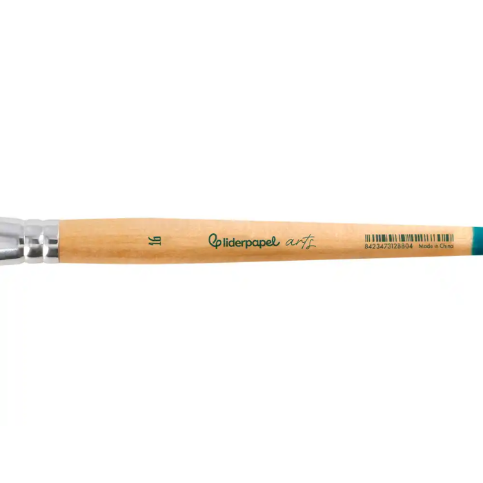 Liderpapel Pincel Nº 16 Punta Plana Pelo Sintético para Pintura Acrílica y Acuarela Certificado FSC 3