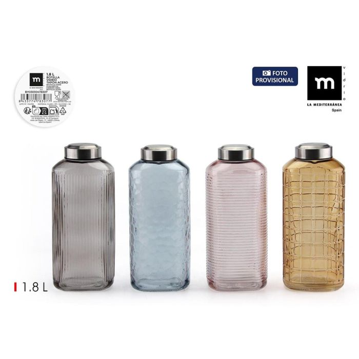 Botella de Cristal La Mediterránea Vidrio 1,8 L (8 Unidades) 2 Botella de Cristal La Mediterránea Vidrio 1,8 L (8 Unidades) 2