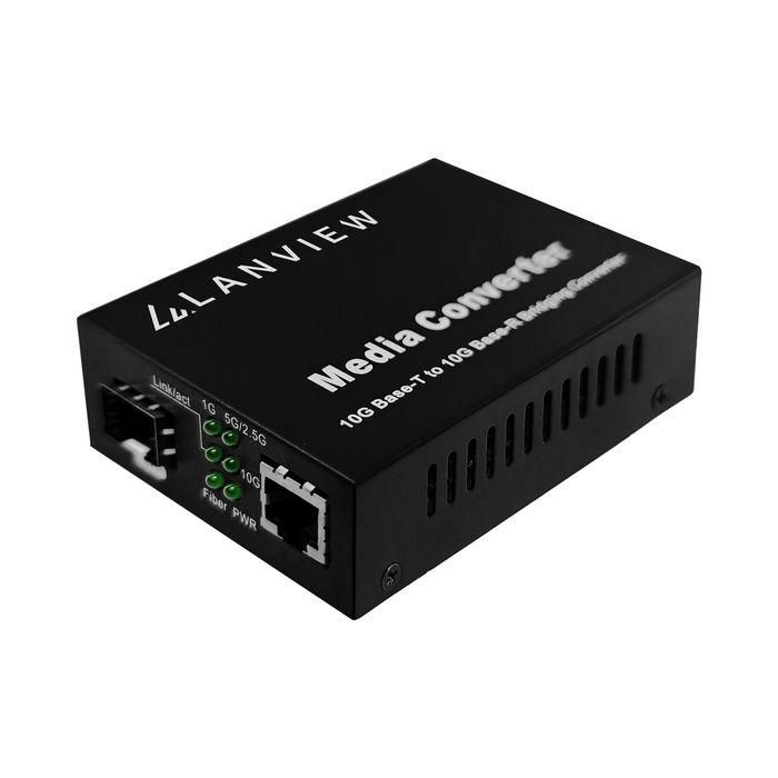 Lanview Conversor de Medios 1-Puerto 10 Gigabit Ethernet 10GBase-X SFP+ a 10GBase-T RJ45 802.3x Fibra Cobre hasta 100km
