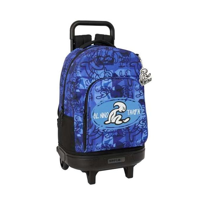 Mochila Escolar con Ruedas El Niño Roller Azul Negro 33 x 45 x 22 cm