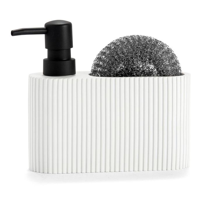 Andrea House Dispensador de jabón con estropajo blanco/negro 300ml cc71086
