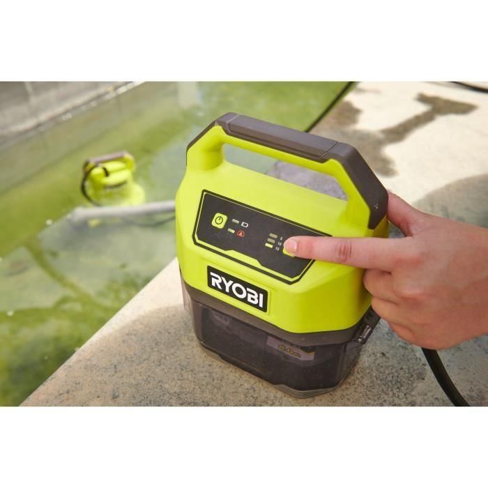 Bomba de evacuación - RYOBI - 18 V - 4.200 l/h - 5m - Altura máxima de evacuación 8 m 1 Bomba de evacuación - RYOBI - 18 V - 4.200 l/h - 5m - Altura máxima de evacuación 8 m 1