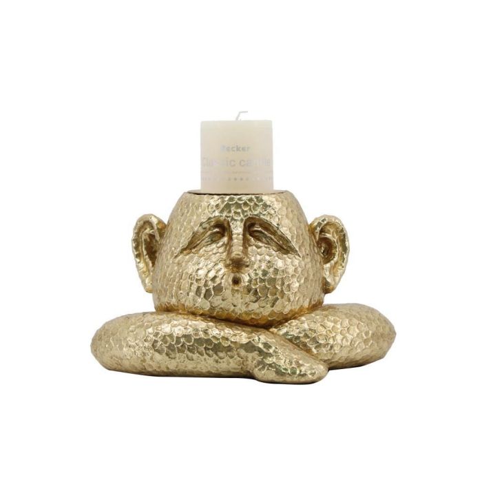DKD Home Decor Portavela Moderno Dorado de Resina Figura de Persona 15 x 12 x 21 cm