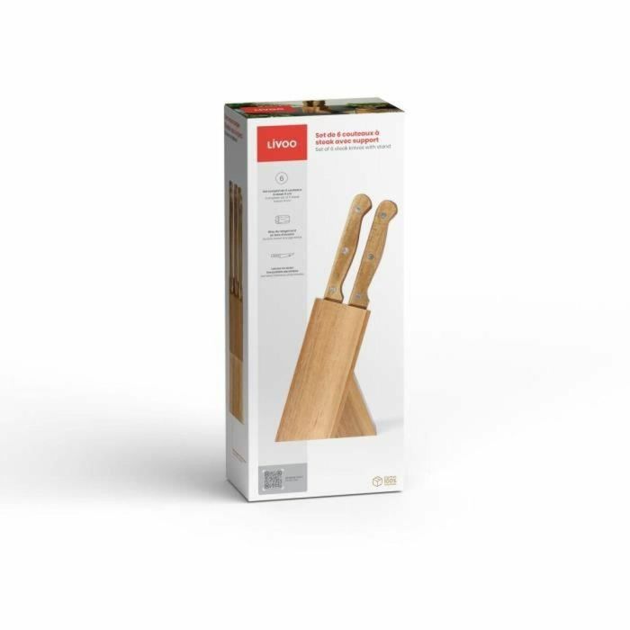 Livoo MEC133 LIV3523930097829 - Juego de 6 Cuchillos de Carne de 11 cm Acero Inoxidable y Mango de Madera de Acacia 2 Livoo MEC133 LIV3523930097829 - Juego de 6 Cuchillos de Carne de 11 cm Acero Inoxidable y Mango de Madera de Acacia 2