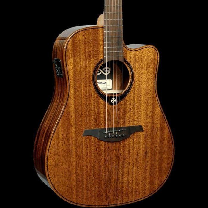 LAG Guitarra Acústica Dreadnought Cutaway A/E Tramontane 98 - Tapa de Caoba Maciza con Electrónica Stage LAG