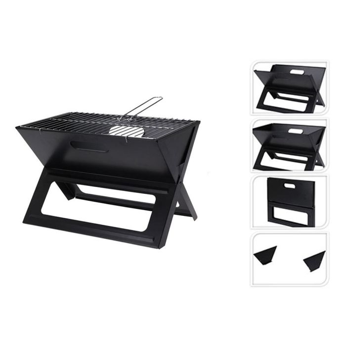 Barbacoa plegable en forma de X, tamaño 45x30x35cm, parrilla 44x28.5cm, negro 1 Barbacoa plegable en forma de X, tamaño 45x30x35cm, parrilla 44x28.5cm, negro 1