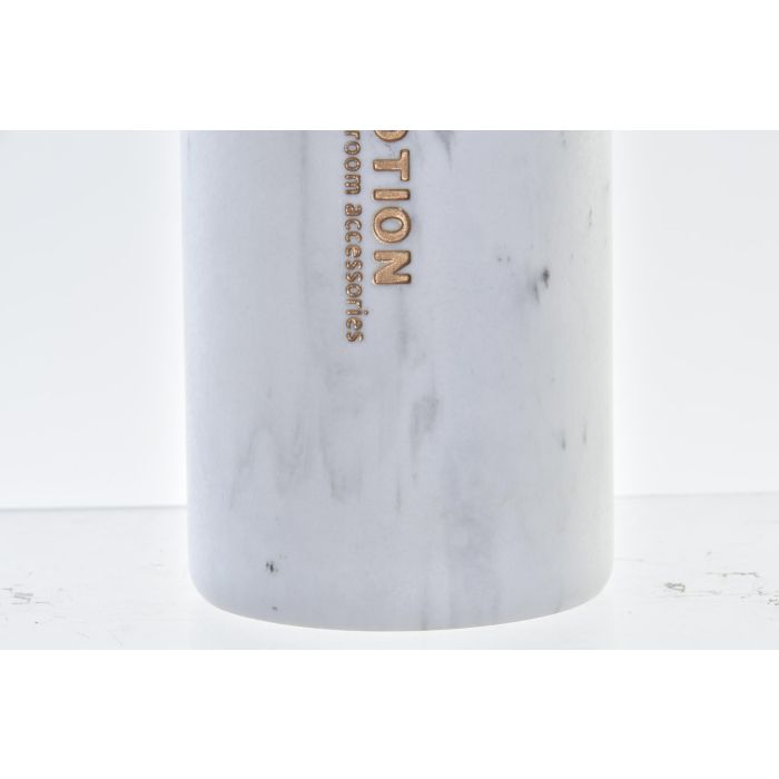 DKD Home Decor Dosificador Scandi de Resina en Colores Blanco y Natural con Efecto Mármol, Medidas 17.5 cm (Alto) x 7.7 cm (Largo) x 9 cm (Ancho) 2