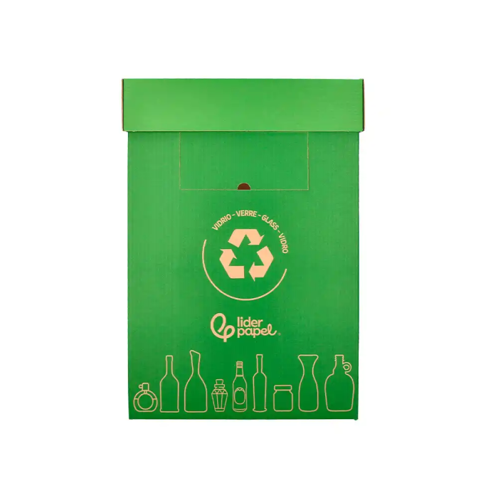 Liderpapel Contenedor Papelera Reciclaje Vidrio Carton Reciclado 450x350x650 mm 70 Litros Verde 1