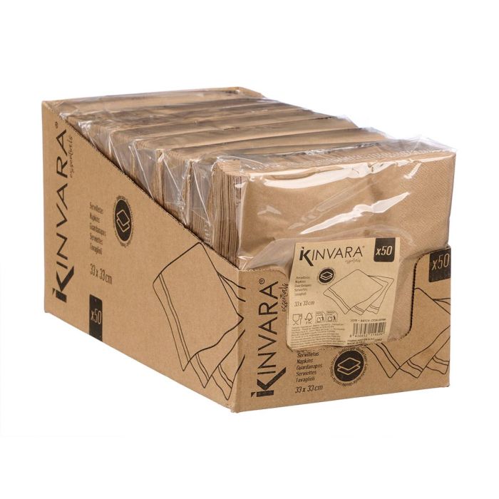 Set 50 Servilletas Kinvara 33x33 cm Marrón - Papel (16 Unidades) 2