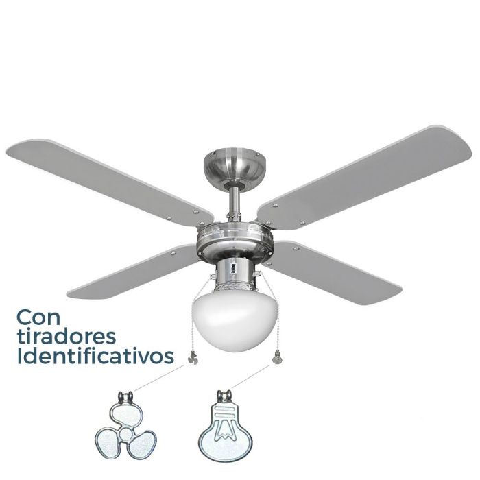 Edm Ventilador de Techo Modelo Caribe Cromado, 50W, Ø102 cm, 3 Velocidades, con Luz E27, IP20 1