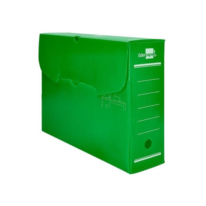 Caja Archivo Definitivo Plastico Liderpapel Lomo 100 mm Verde 360x100x260 mm 5 unidades 2