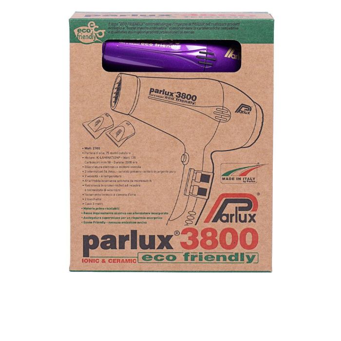Parlux Secador 3800 Eco Friendly Morado 2100W - Potente y Ecológico para un Secado Rápido 1