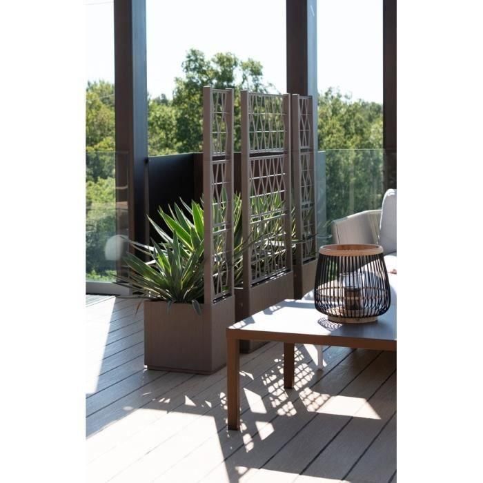 Stefanplast STE8003507688032 Jardinera Cuadrada con enrejado ETHICA Taupe 38 L 1