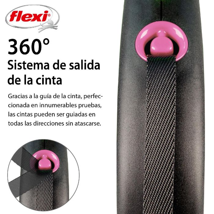 Flexi Correa Black Design S Cinta 5m Rosa 1