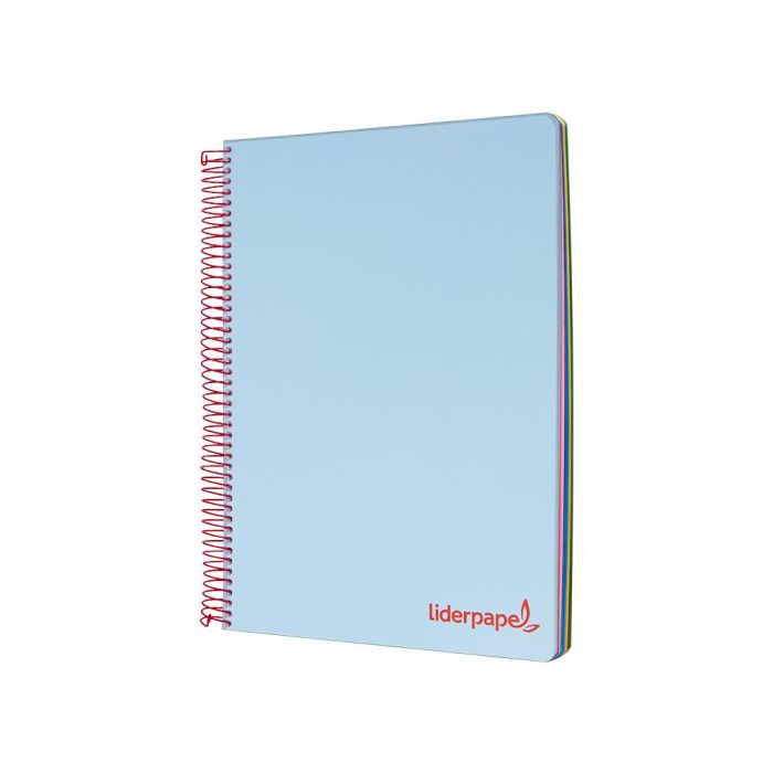 Cuaderno Espiral Liderpapel A5 Micro Wonder Tapa Plastico 120H 90 gr Cuadro 5 mm 5 Bandas 6 Taladros Color Celeste 6