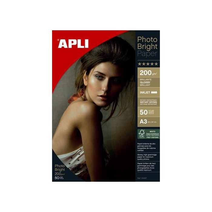 Papel Inkjet Apli Foto A3 200G 50H Bright