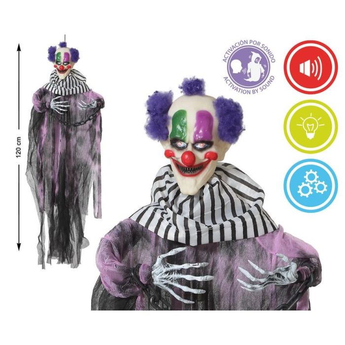 Payaso Asesino Colgante Halloween 120 cm con Luz, Sonido y Movimiento