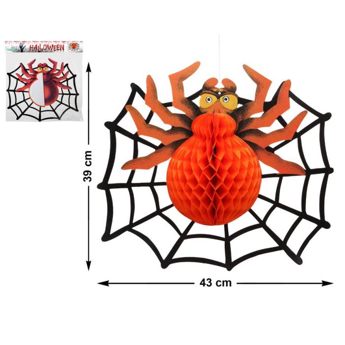 Farolillos Halloween 43x39 cm Araña Naranja