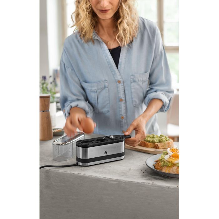 WMF 0415020011 KÜCHENminis - Cocedero de huevos para 2 unidades, Acero inoxidable, Negro/Acero inoxidable, 250 W 7