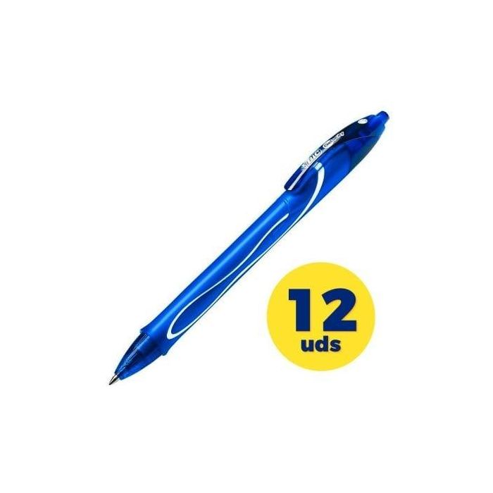 Bic 950442 Bolígrafos de Tinta de Gel Retráctil Gelocity Quick Dry 0,7 mm, Secado Rápido, Azules, Caja de 12 unidades