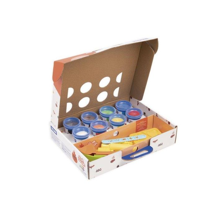 Milan Pasta Blanda Soft Dough - Maletín 8 Botes 59 gr Colores Surtidos + 13 Herramientas Barbacoa