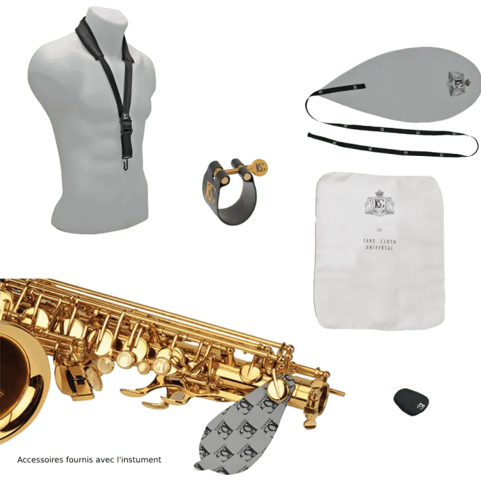 SML Saxofón Soprano Curvado SC620 SML Dorado Lacado Sib Con Kit BG Completo 3