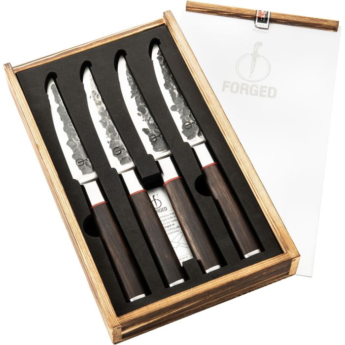 Forged FOR8720039623644 Juego de 4 Cuchillos para Carne Forjados - Acero Japonés 440C - Mango de Madera de Dalbergia 1