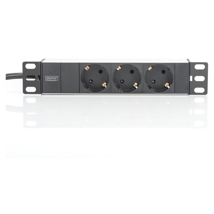 Digitus 1HE Regleta deenchufes con 3 Tomas Tipo F, Aluminio, Negro, Cable 2m Digitus 1HE Regleta deenchufes con 3 Tomas Tipo F, Aluminio, Negro, Cable 2m