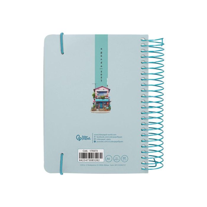 Agenda Espiral Liderpapel Santorini A6 2025 Dia Pagina Street View Papel 60 gr 2