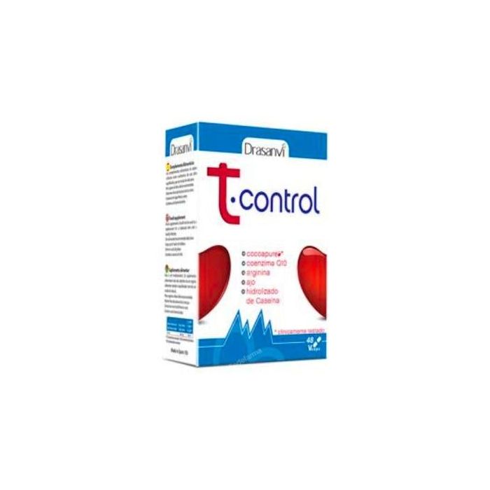 DRASANVI T-Control 48 Cápsulas: Cacao (Cocoapure™), Ajo, Coenzima Q10 y Acerola para Función Cardiovascular Normal