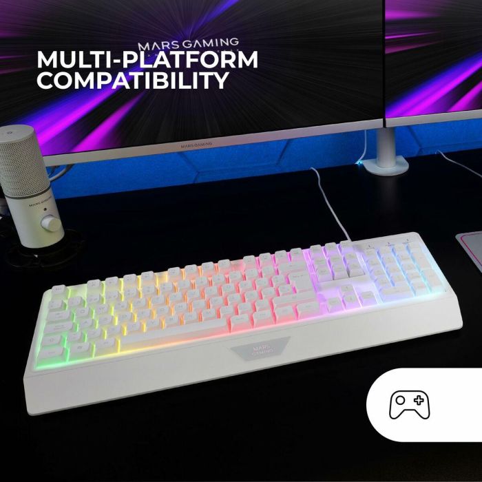 Ratón Gaming Mars Gaming MK124WES Blanco Qwerty Español 8