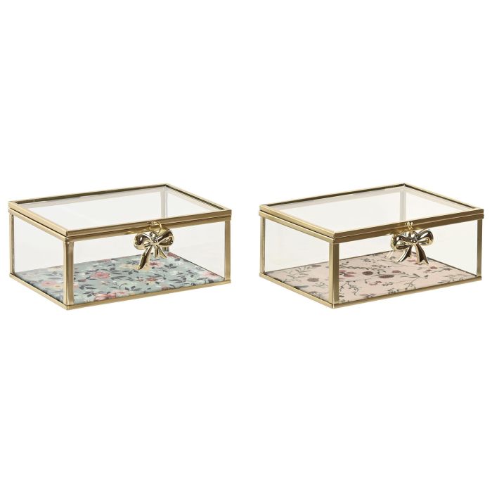 Joyero Shabby DKD Home Decor Beige Verde 11 x 6 x 14 cm (4 Unidades) 1