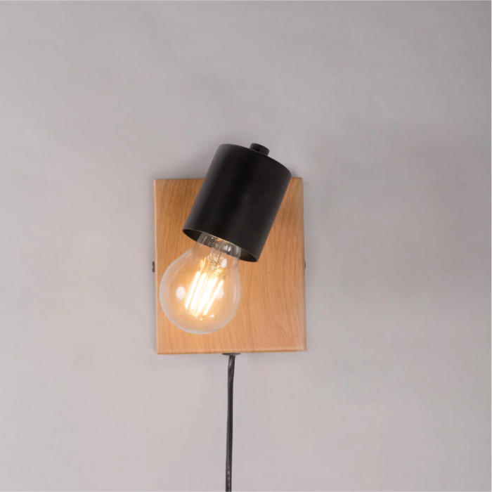 Sato Aplique de Pared SKD-W1022 Madera y Metal Luz de Lectura Bombilla E27 2