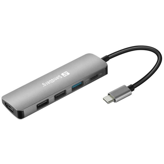 Sandberg USB-C Mini Dock Multiport HDMI + 3x USB-A con Power Delivery 100W para Conectar Monitor, TV y Cargar Portátiles 0 Sandberg USB-C Mini Dock Multiport HDMI + 3x USB-A con Power Delivery 100W para Conectar Monitor, TV y Cargar Portátiles 0