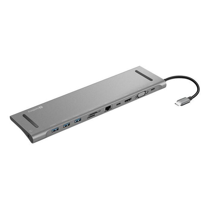 Sandberg Estación de Conexión USB-C 10-en-1 para Portátil con 3x USB, HDMI, VGA, Ethernet, Audio, Lector Tarjetas, PD 100W 0 Sandberg Estación de Conexión USB-C 10-en-1 para Portátil con 3x USB, HDMI, VGA, Ethernet, Audio, Lector Tarjetas, PD 100W 0