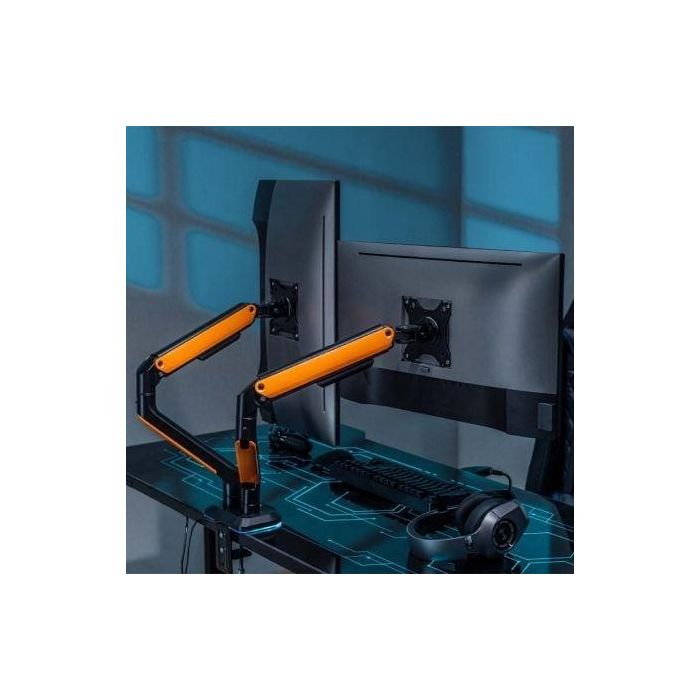 AISENS - SOPORTE DE MESA RGB GAMING CONTRAPESO GIRATORIO E INCLINABLE PARA MONITOR/TV 9KG (3 PIVOTES, 2 BRAZOS) DE 17-32, NEGRO-NARANJA 3 AISENS - SOPORTE DE MESA RGB GAMING CONTRAPESO GIRATORIO E INCLINABLE PARA MONITOR/TV 9KG (3 PIVOTES, 2 BRAZOS) DE 17-32, NEGRO-NARANJA 3