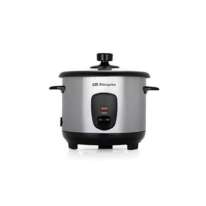 Orbegozo CO 3025 Arrocera 400W 1L con Mantenimiento de Calor, Olla Antiadherente Extraíble, Vaporera y Cuerpo Acero Inoxidable