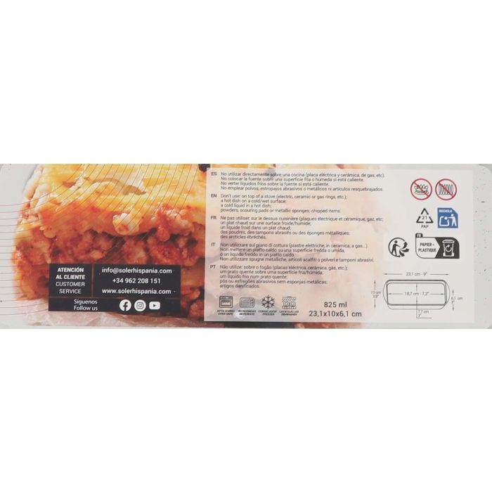 Fuente de vidrio rectangular Quttin 23x10 cm 825 cc (6 Unidades) 2